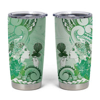 Aotearoa Maori Wahine Tumbler Cup Fantail Bird Green Gold Marble LT05 Green - Polynesian Pride