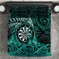 New Zealand Darts Bedding Set Maori Koru Dartboard Turquoise Flame