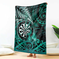 New Zealand Darts Blanket Maori Koru Dartboard Turquoise Flame
