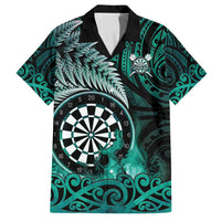 Personalised New Zealand Darts Family Matching Summer Maxi Dress and Hawaiian Shirt Maori Koru Dartboard Turquoise Flame