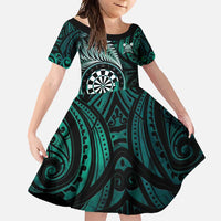 Personalised New Zealand Darts Family Matching Tank Maxi Dress and Hawaiian Shirt Maori Koru Dartboard Turquoise Flame