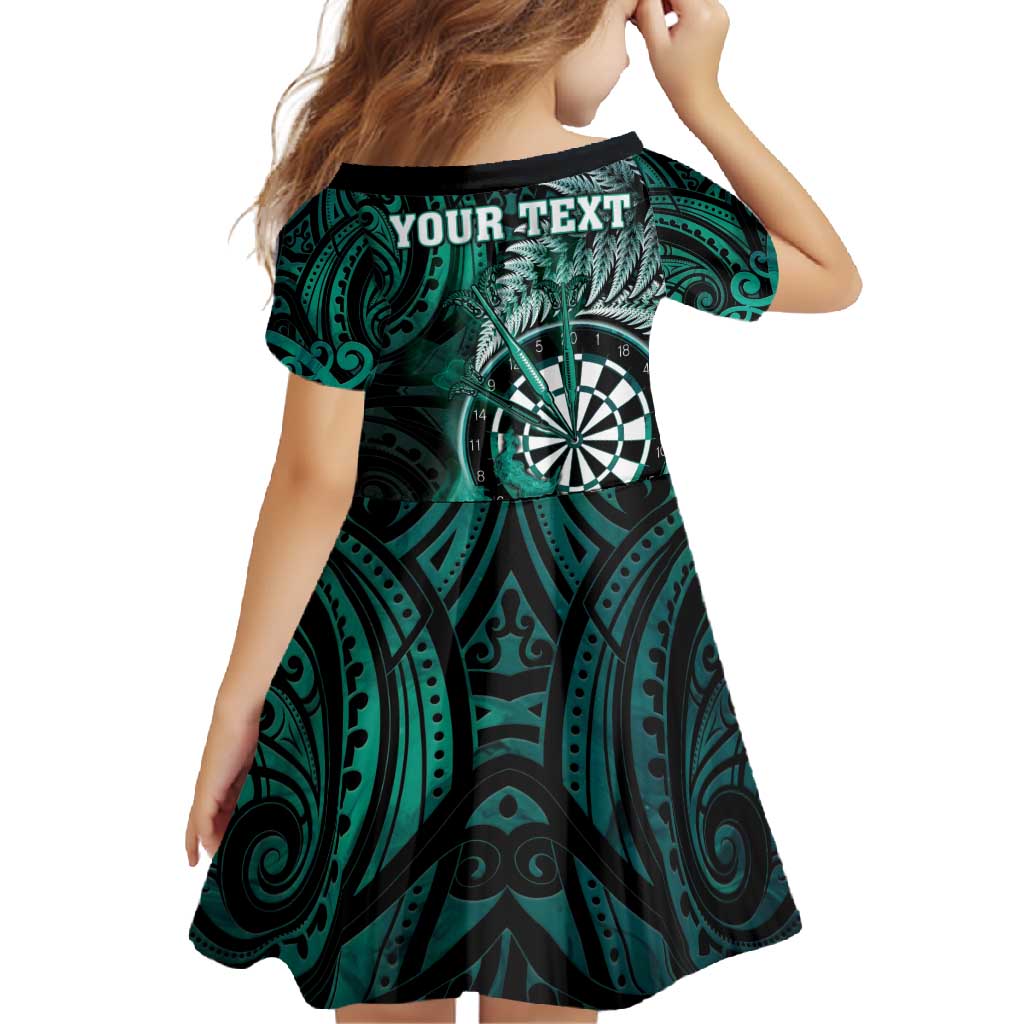 Personalised New Zealand Darts Family Matching Tank Maxi Dress and Hawaiian Shirt Maori Koru Dartboard Turquoise Flame