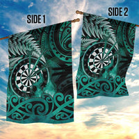 New Zealand Darts Garden Flag Maori Koru Dartboard Turquoise Flame