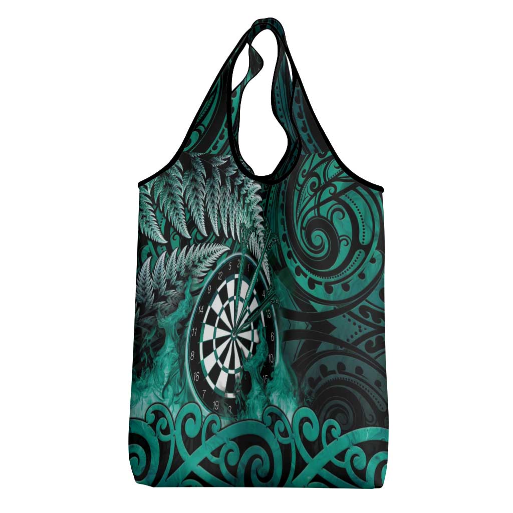 New Zealand Darts Grocery Bag Maori Koru Dartboard Turquoise Flame