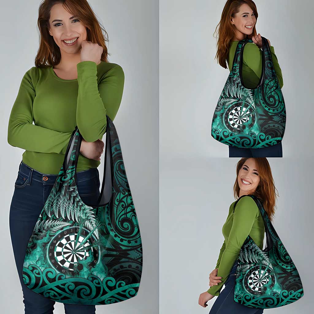 New Zealand Darts Grocery Bag Maori Koru Dartboard Turquoise Flame