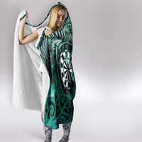 New Zealand Darts Hooded Blanket Maori Koru Dartboard Turquoise Flame