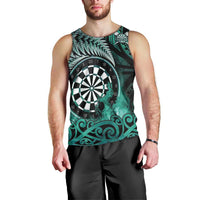 Personalised New Zealand Darts Men Tank Top Maori Koru Dartboard Turquoise Flame LT05 - Polynesian Pride