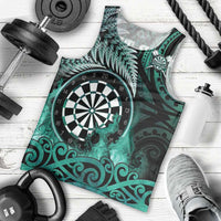 Personalised New Zealand Darts Men Tank Top Maori Koru Dartboard Turquoise Flame LT05 - Polynesian Pride