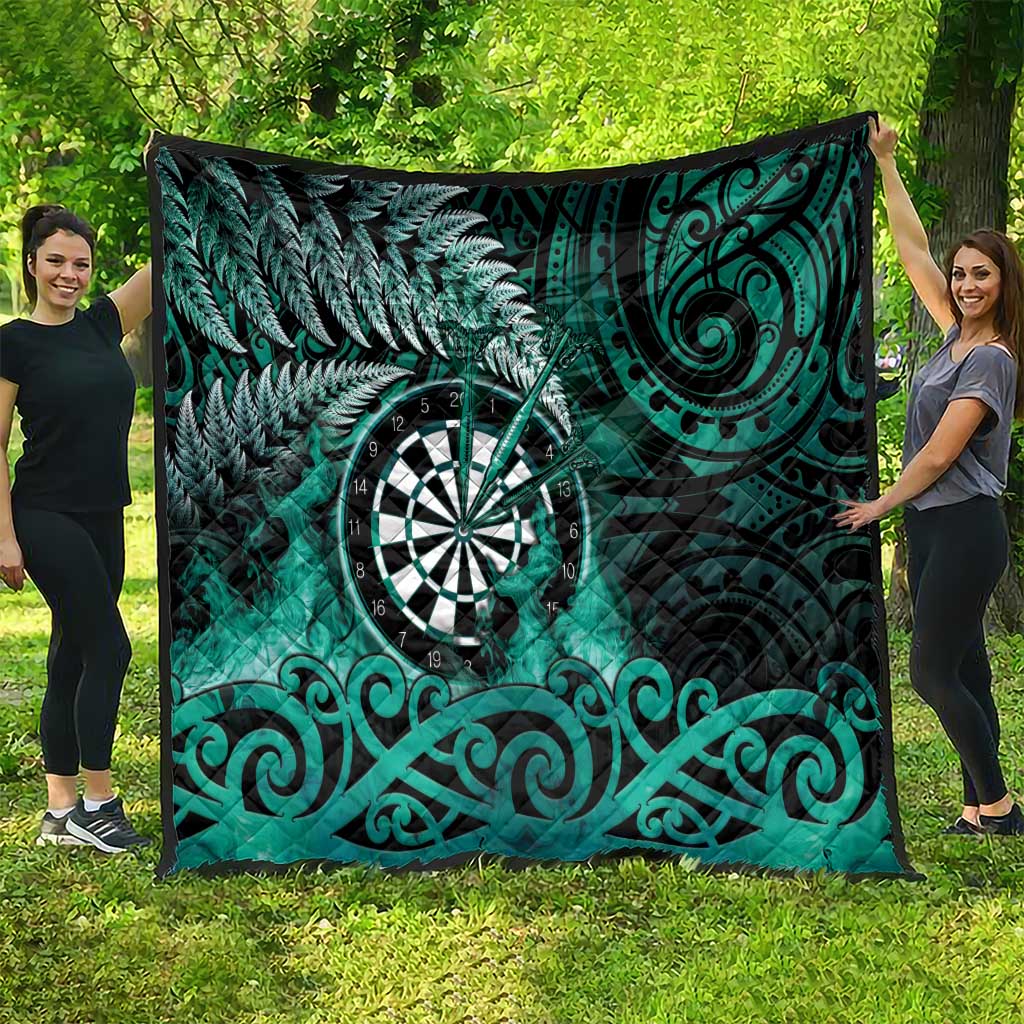 New Zealand Darts Quilt Maori Koru Dartboard Turquoise Flame