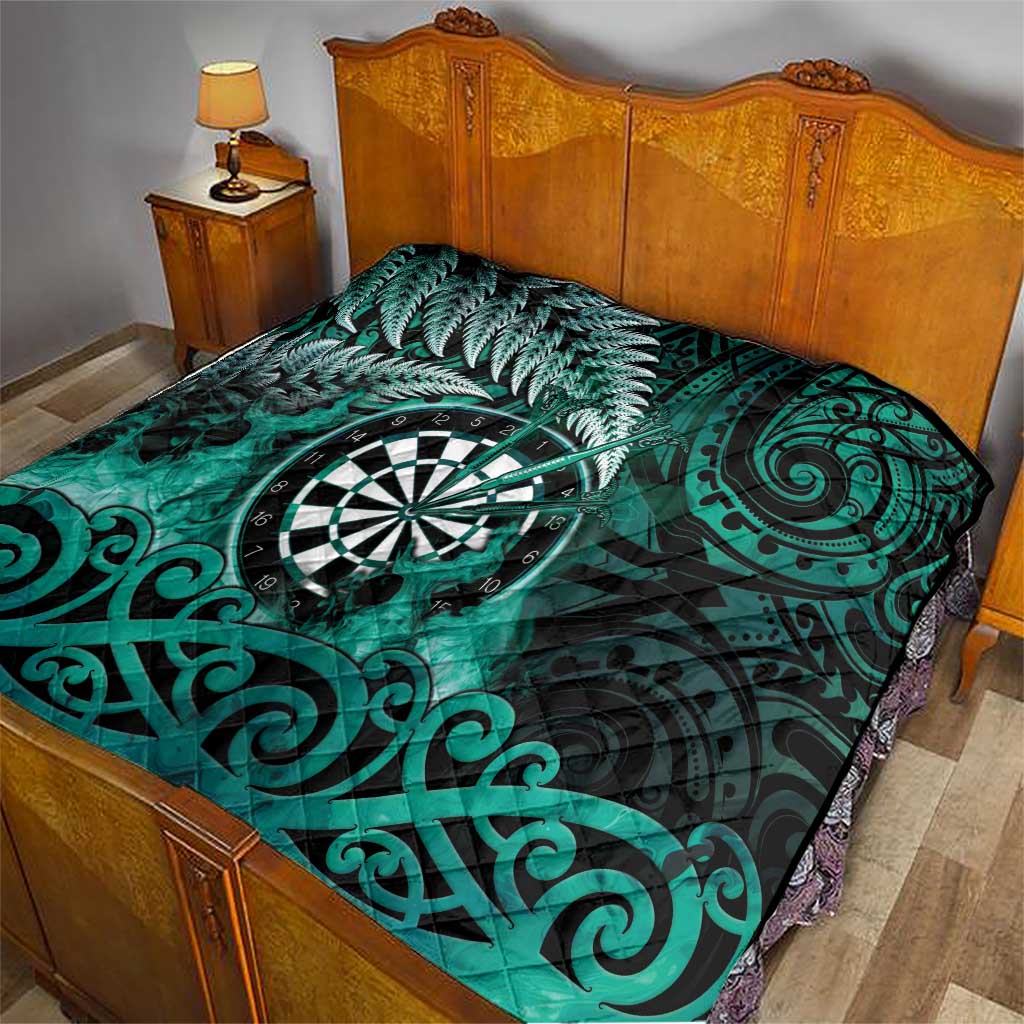 New Zealand Darts Quilt Maori Koru Dartboard Turquoise Flame