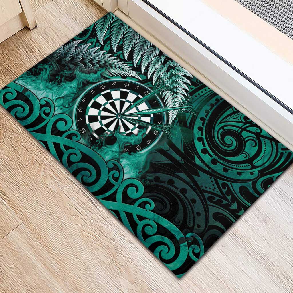 New Zealand Darts Rubber Doormat Maori Koru Dartboard Turquoise Flame