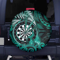 New Zealand Darts Spare Tire Cover Maori Koru Dartboard Turquoise Flame