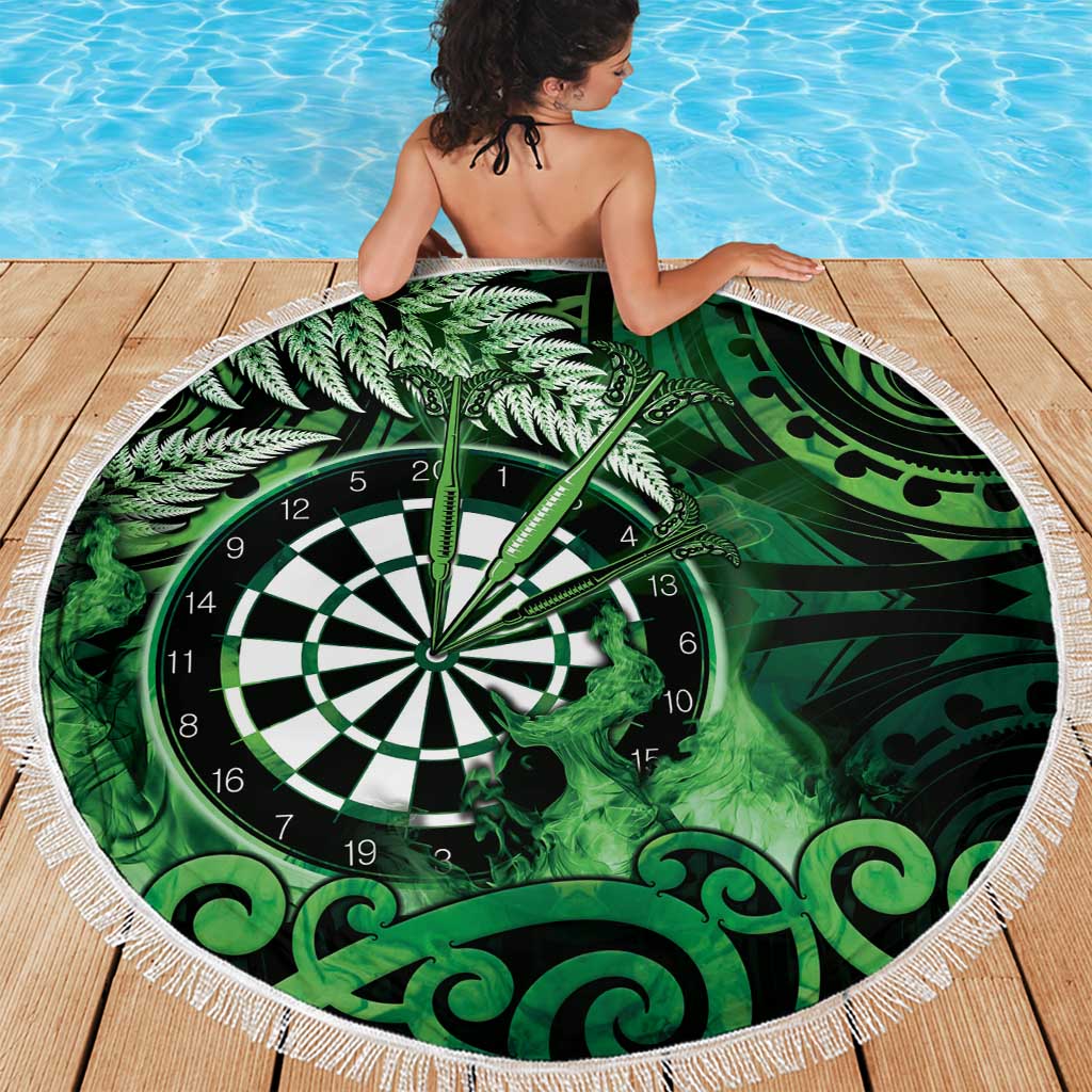 New Zealand Darts Beach Blanket Maori Koru Dartboard Green Flame