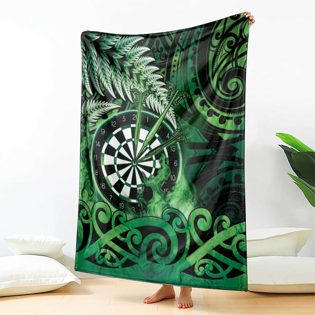 New Zealand Darts Blanket Maori Koru Dartboard Green Flame