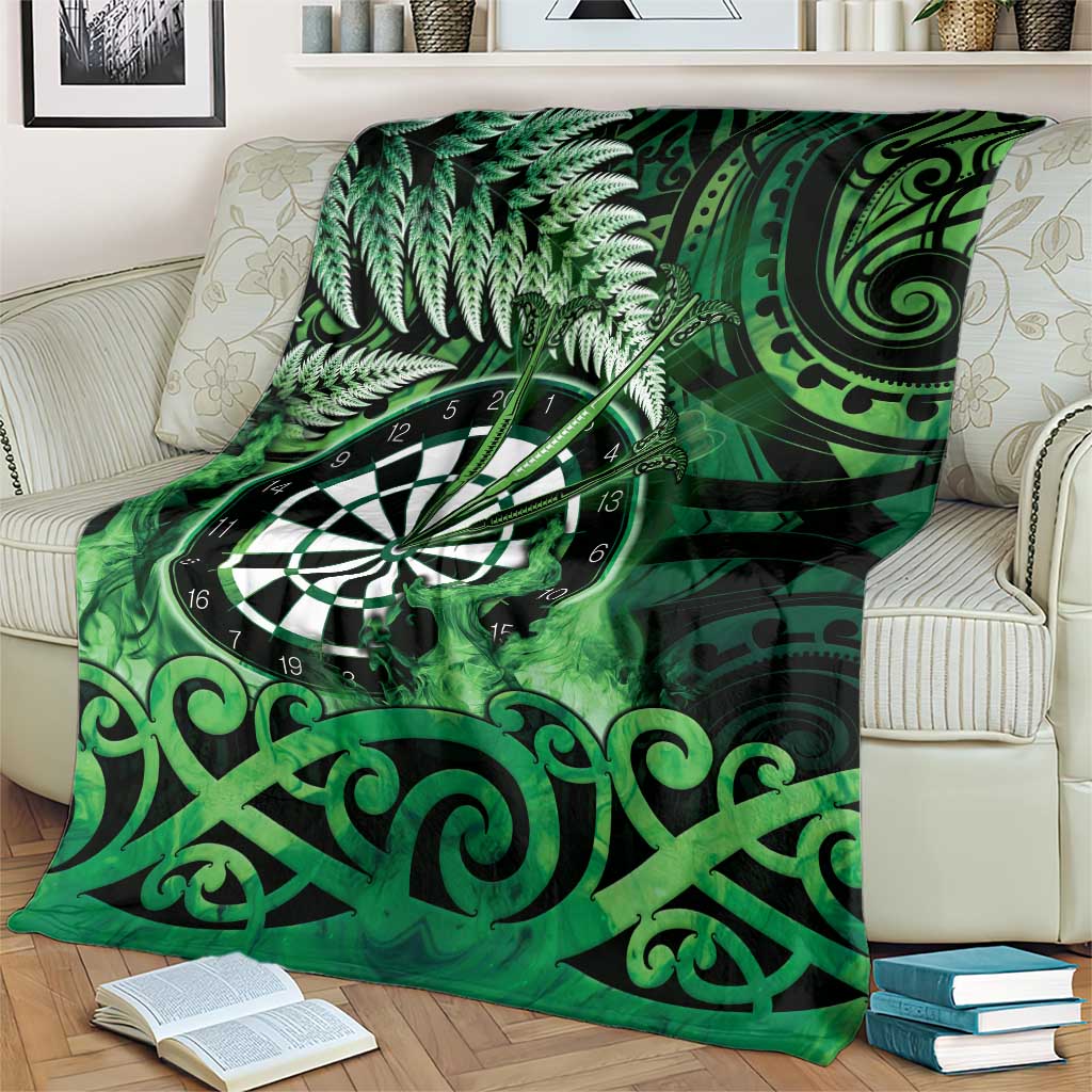 New Zealand Darts Blanket Maori Koru Dartboard Green Flame