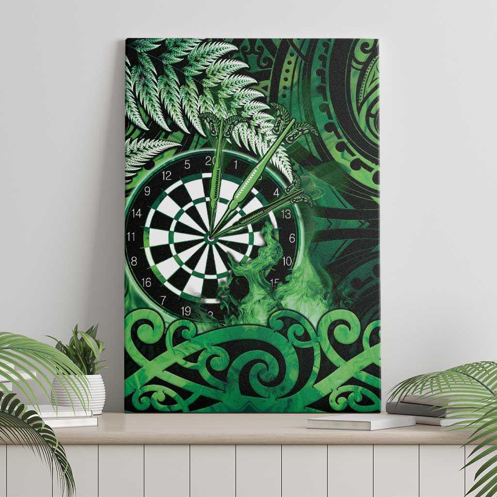 New Zealand Darts Canvas Wall Art Maori Koru Dartboard Green Flame LT05 - Polynesian Pride
