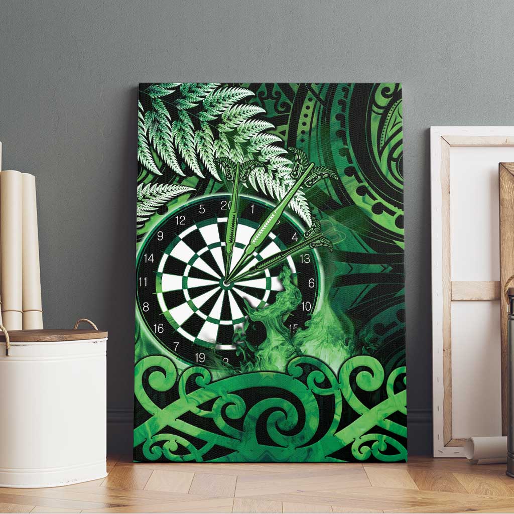 New Zealand Darts Canvas Wall Art Maori Koru Dartboard Green Flame LT05 - Polynesian Pride
