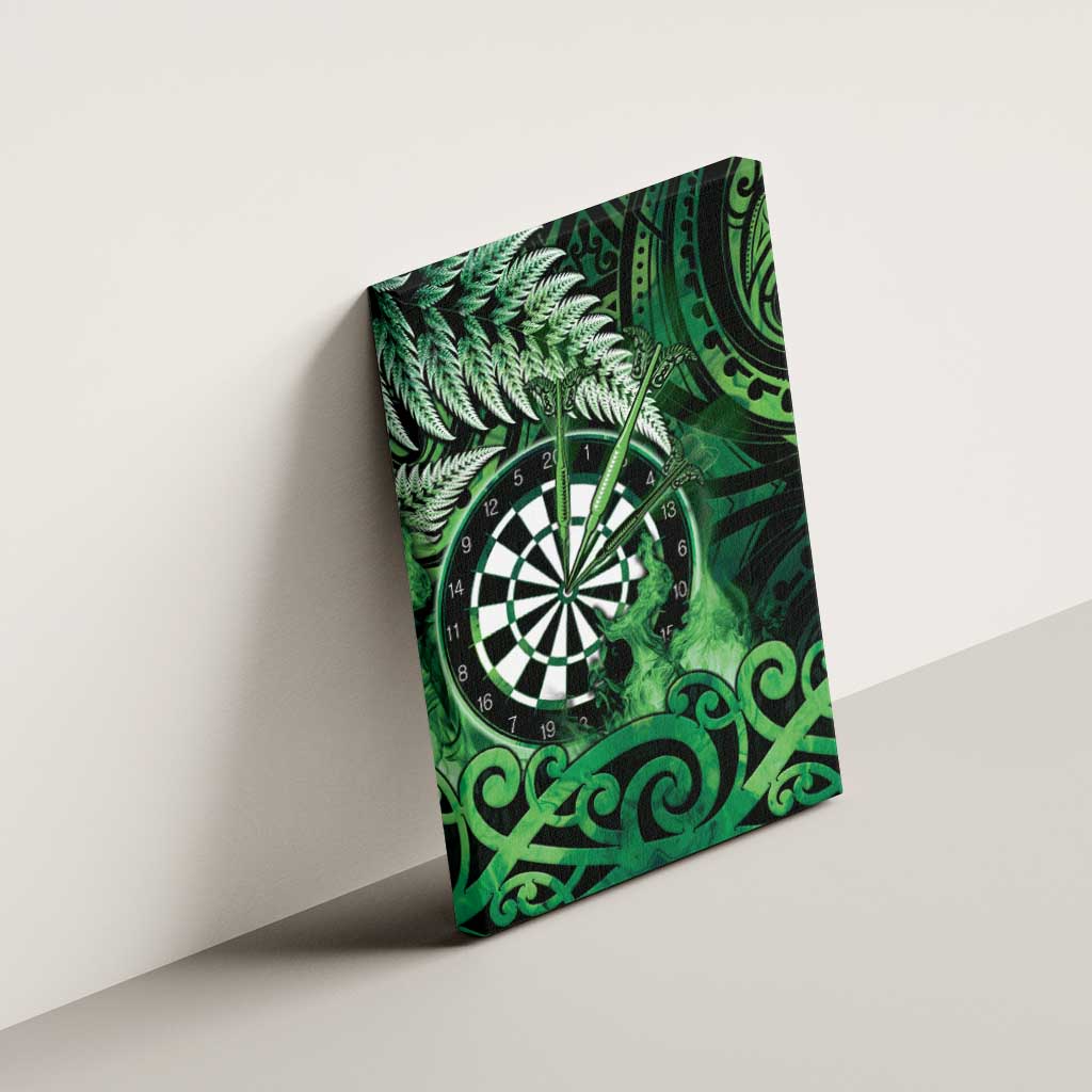 New Zealand Darts Canvas Wall Art Maori Koru Dartboard Green Flame LT05 - Polynesian Pride