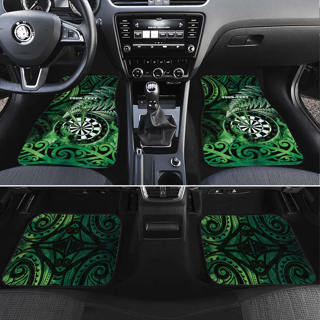 New Zealand Darts Car Mats Maori Koru Dartboard Green Flame