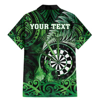Personalised New Zealand Darts Family Matching Mermaid Dress and Hawaiian Shirt Maori Koru Dartboard Green Flame