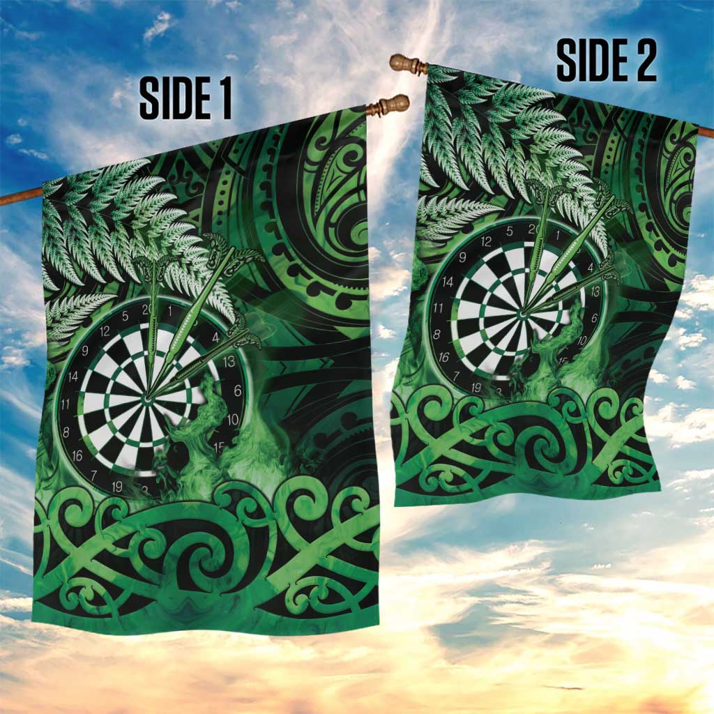 New Zealand Darts Garden Flag Maori Koru Dartboard Green Flame LT05 - Polynesian Pride