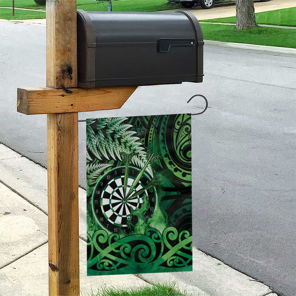New Zealand Darts Garden Flag Maori Koru Dartboard Green Flame LT05 - Polynesian Pride