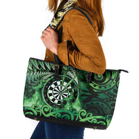 New Zealand Darts Leather Tote Bag Maori Koru Dartboard Green Flame