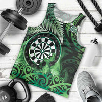 Personalised New Zealand Darts Men Tank Top Maori Koru Dartboard Green Flame