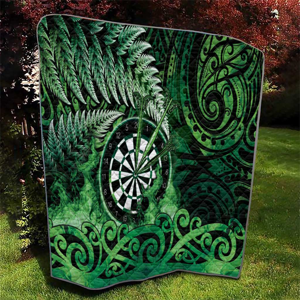 New Zealand Darts Quilt Maori Koru Dartboard Green Flame
