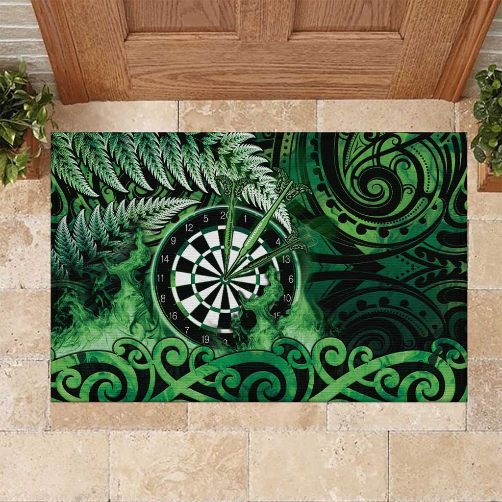 New Zealand Darts Rubber Doormat Maori Koru Dartboard Green Flame