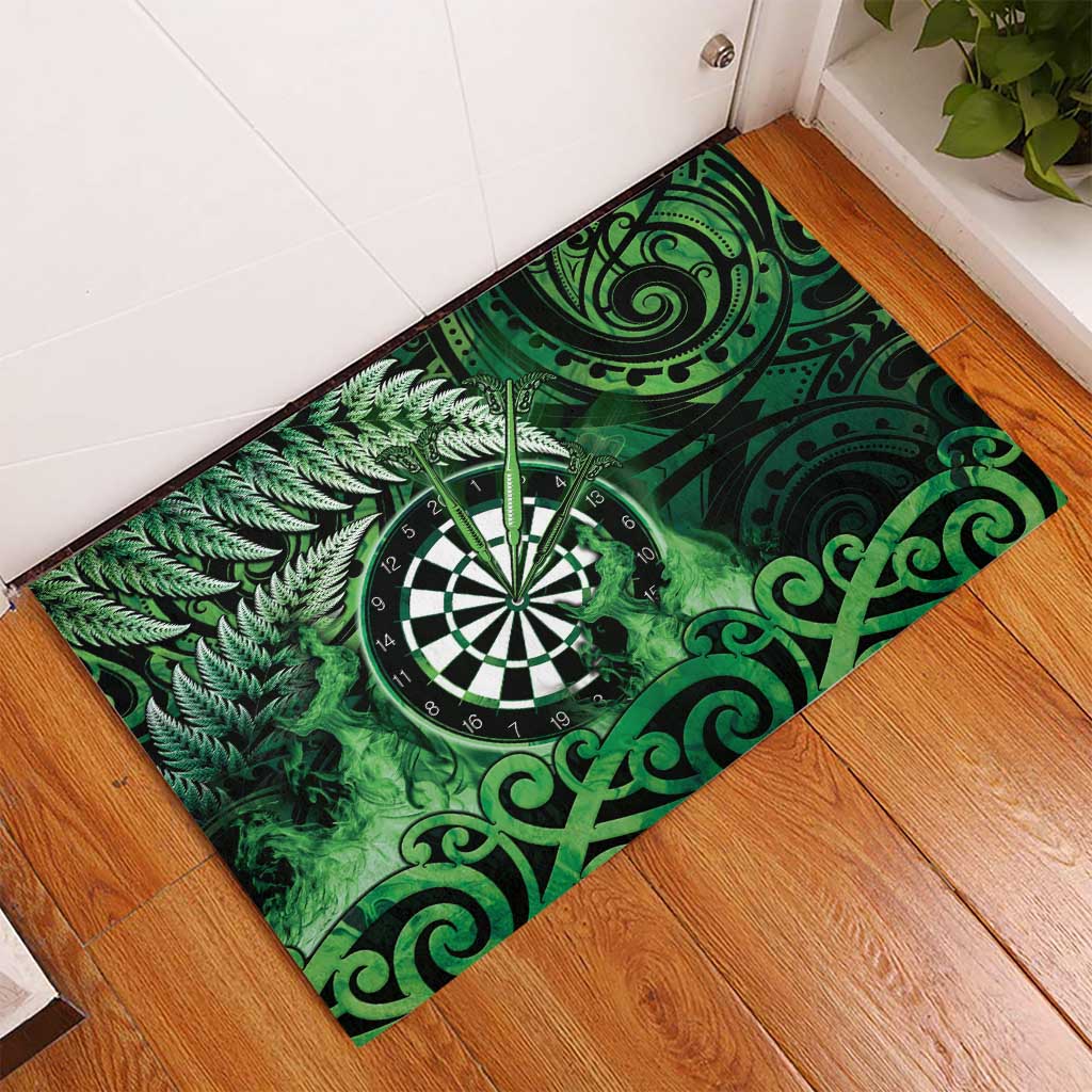 New Zealand Darts Rubber Doormat Maori Koru Dartboard Green Flame LT05 - Polynesian Pride