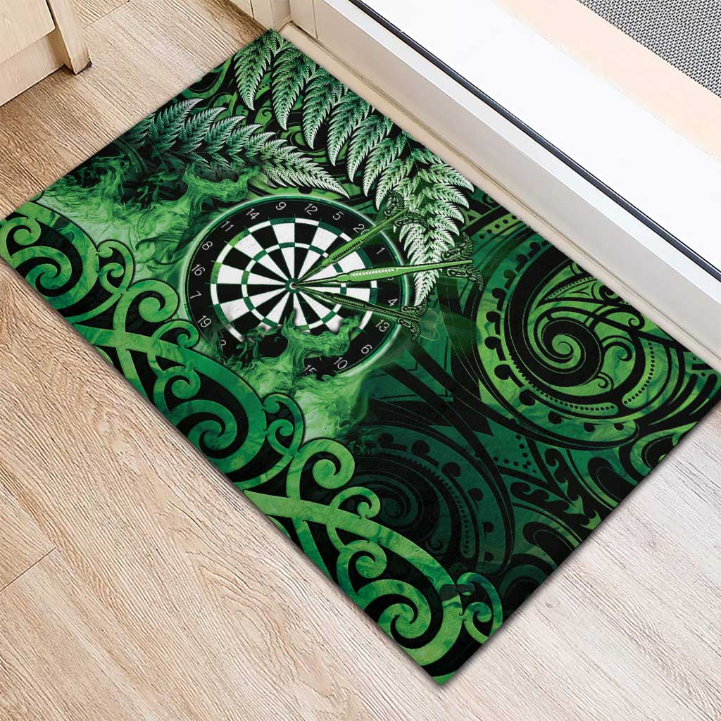 New Zealand Darts Rubber Doormat Maori Koru Dartboard Green Flame LT05 - Polynesian Pride