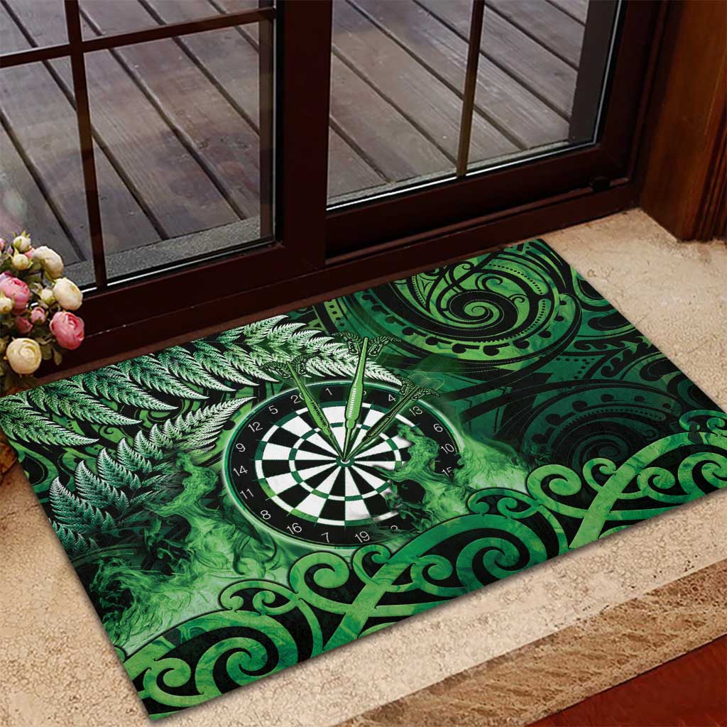 New Zealand Darts Rubber Doormat Maori Koru Dartboard Green Flame LT05 - Polynesian Pride