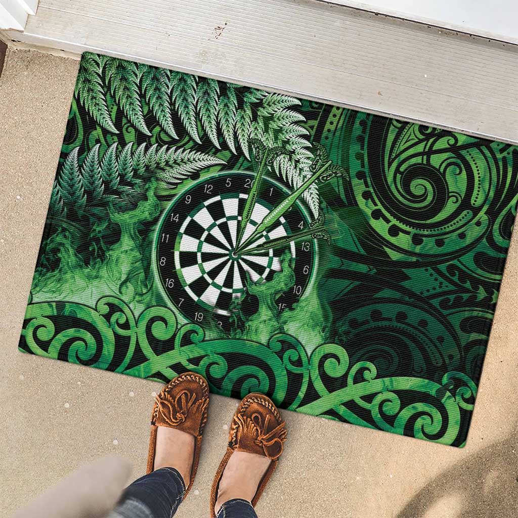 New Zealand Darts Rubber Doormat Maori Koru Dartboard Green Flame LT05 - Polynesian Pride