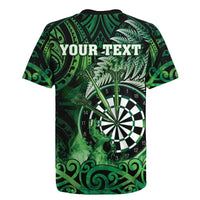 Personalised New Zealand Darts Rugby Jersey Maori Koru Dartboard Green Flame