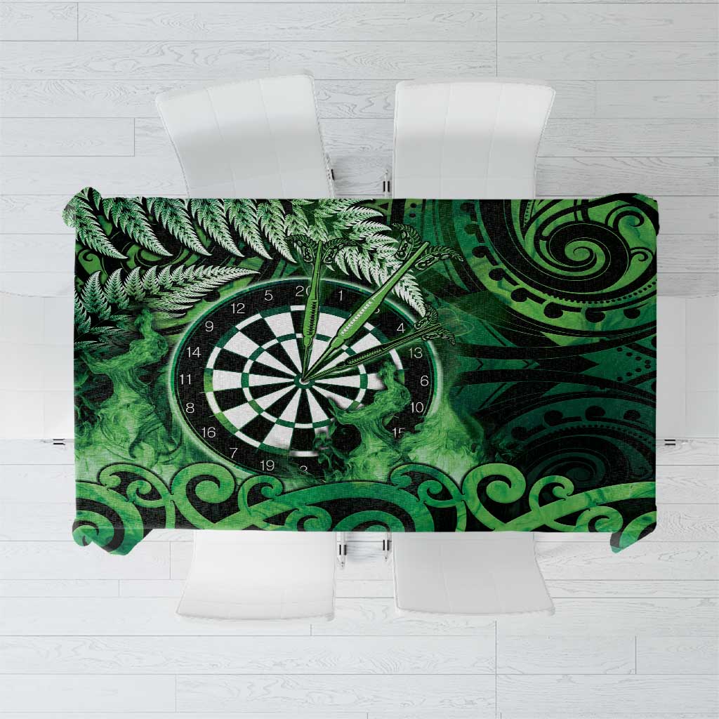 New Zealand Darts Tablecloth Maori Koru Dartboard Green Flame