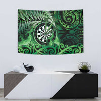 New Zealand Darts Tapestry Maori Koru Dartboard Green Flame