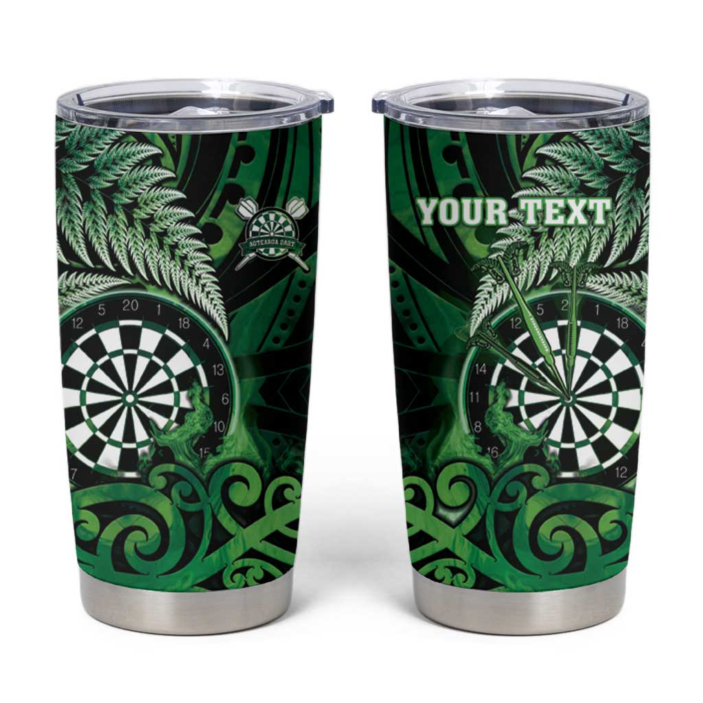Personalised New Zealand Darts Tumbler Cup Maori Koru Dartboard Green Flame