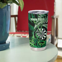 Personalised New Zealand Darts Tumbler Cup Maori Koru Dartboard Green Flame