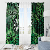 New Zealand Darts Window Curtain Maori Koru Dartboard Green Flame