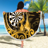 New Zealand Darts Beach Blanket Maori Koru Dartboard Gold Flame LT05 - Polynesian Pride