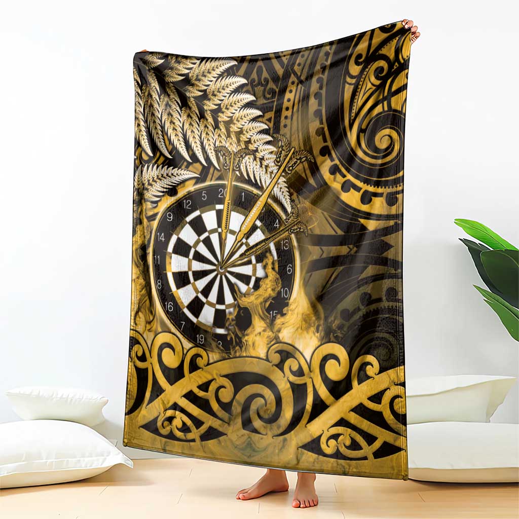 New Zealand Darts Blanket Maori Koru Dartboard Gold Flame