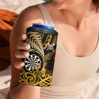 Personalised New Zealand Darts 4 in 1 Can Cooler Tumbler Maori Koru Dartboard Gold Flame