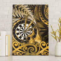 New Zealand Darts Canvas Wall Art Maori Koru Dartboard Gold Flame