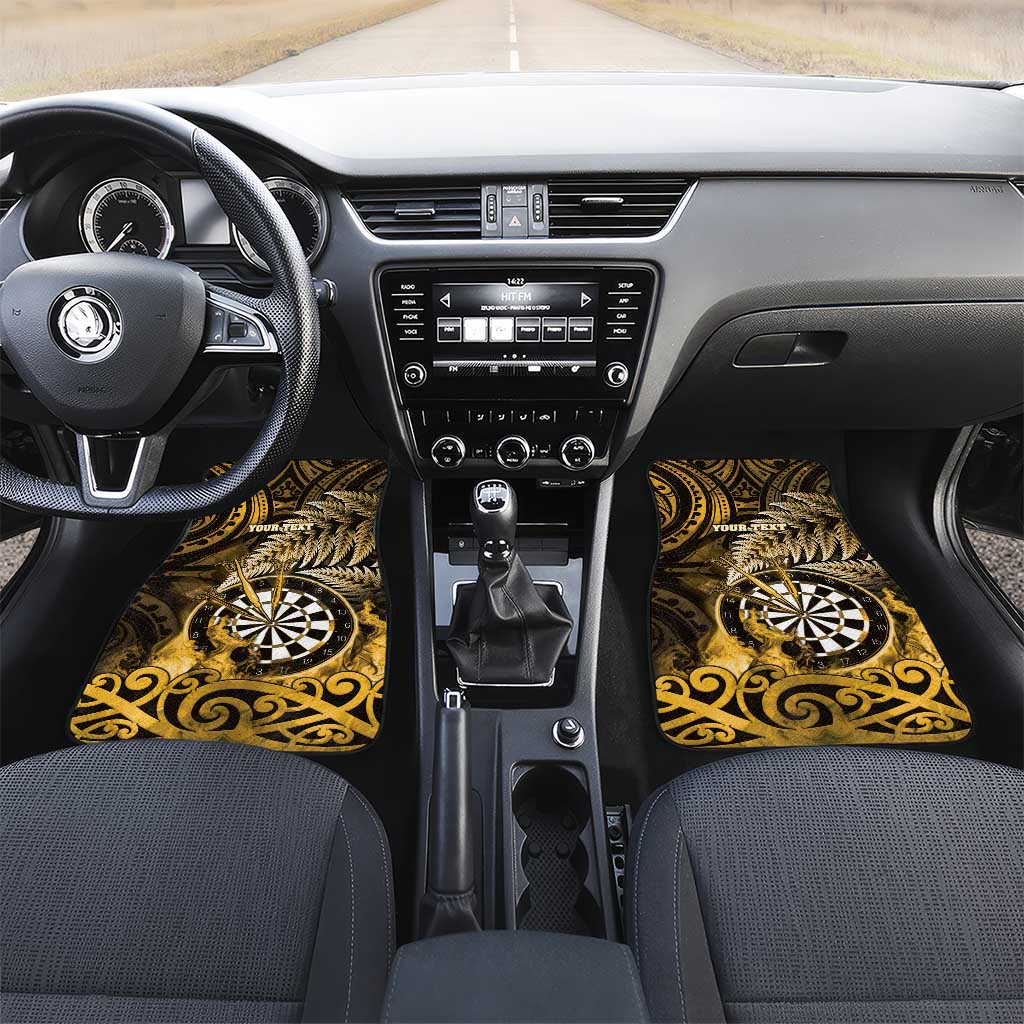 New Zealand Darts Car Mats Maori Koru Dartboard Gold Flame