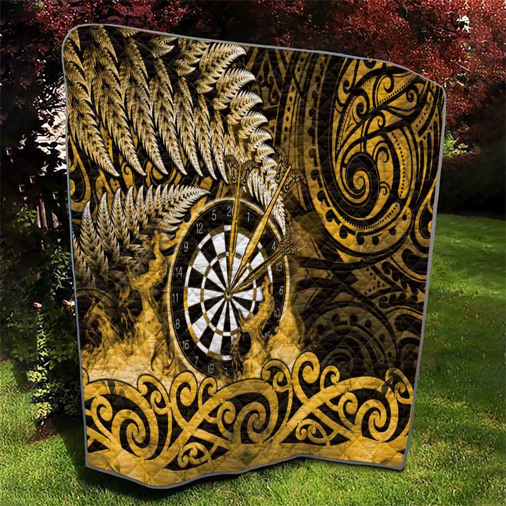 New Zealand Darts Quilt Maori Koru Dartboard Gold Flame