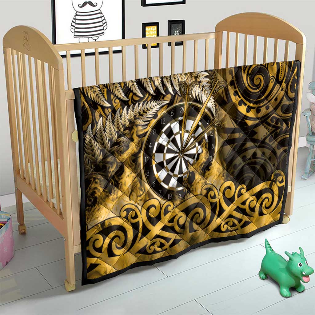 New Zealand Darts Quilt Maori Koru Dartboard Gold Flame