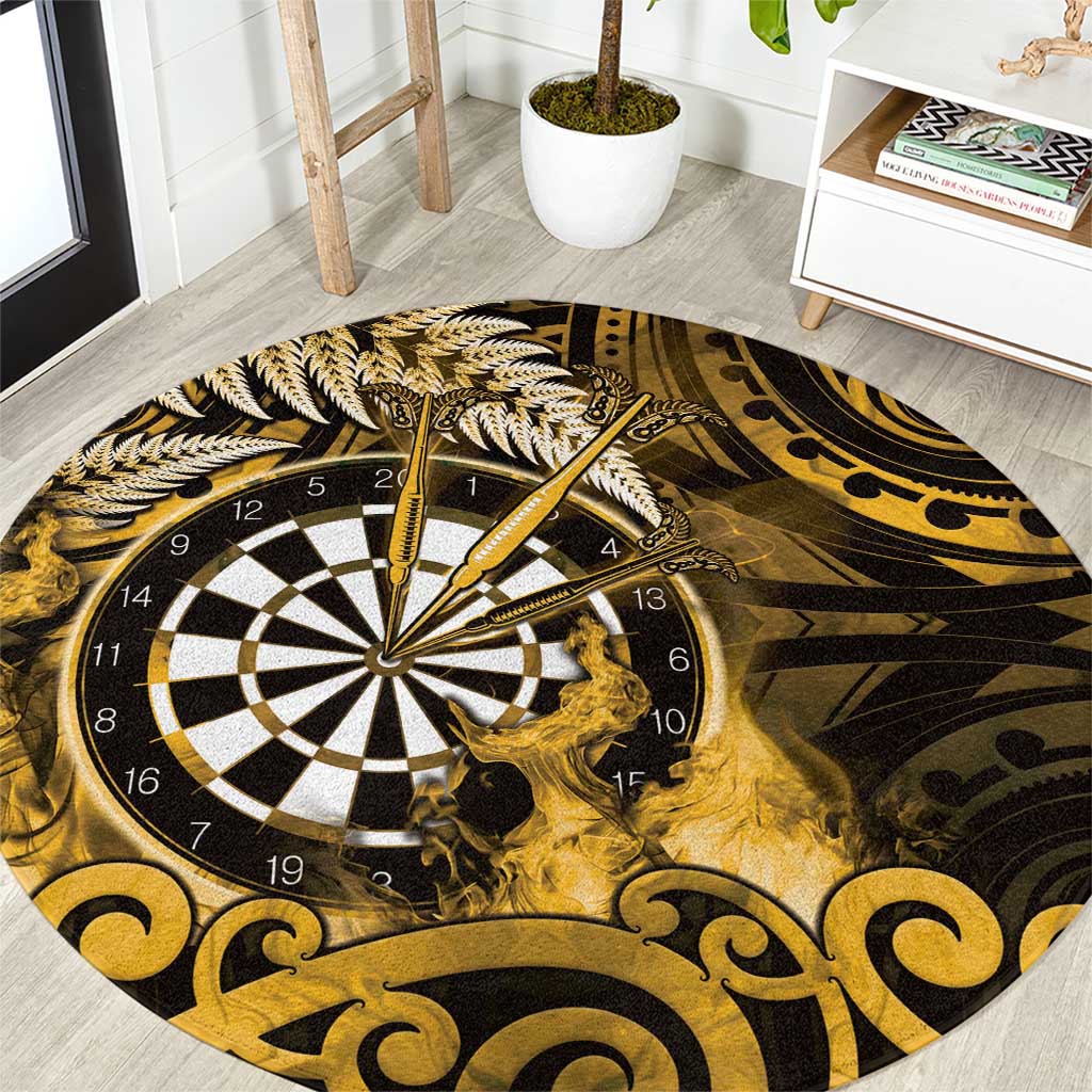 New Zealand Darts Round Carpet Maori Koru Dartboard Gold Flame