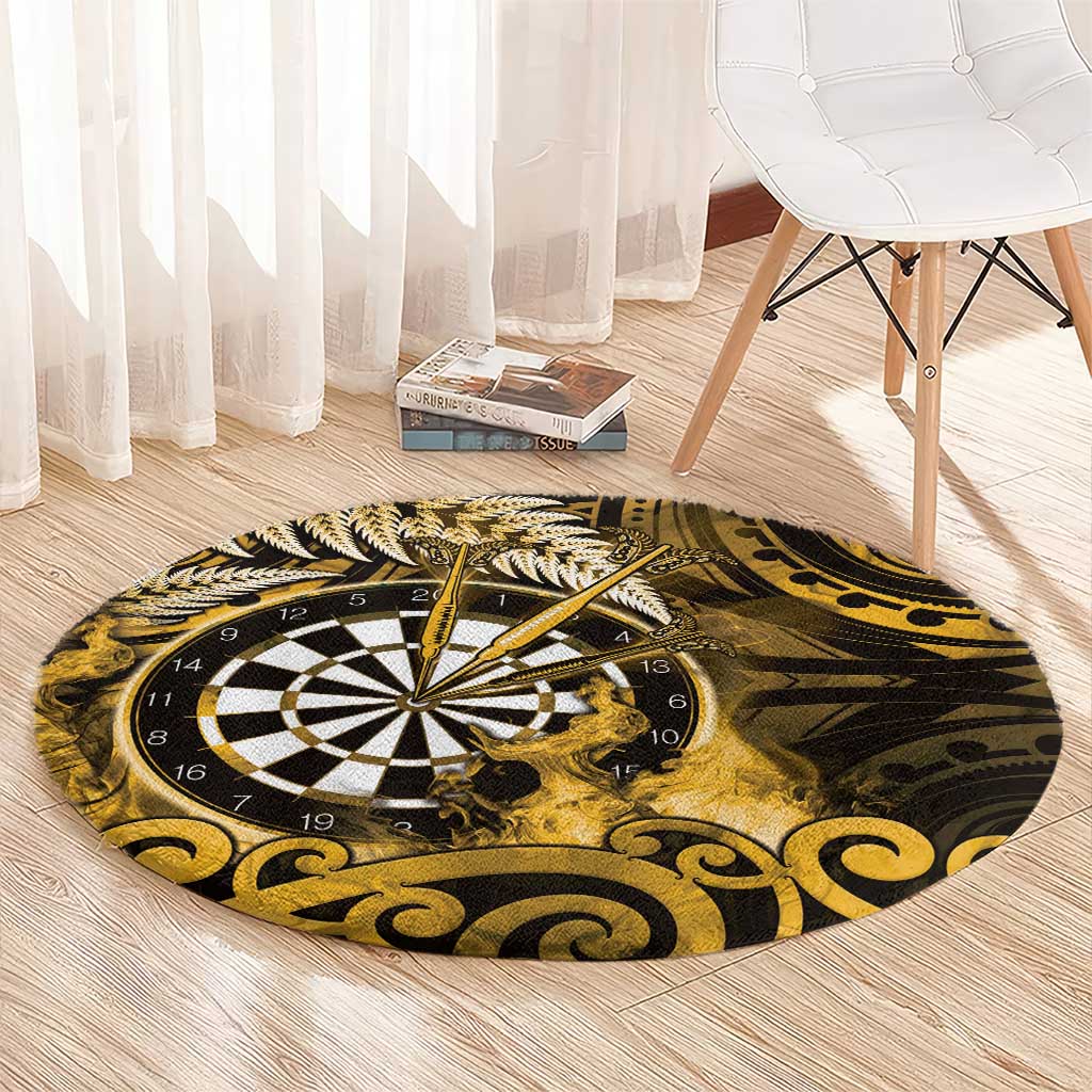 New Zealand Darts Round Carpet Maori Koru Dartboard Gold Flame
