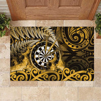 New Zealand Darts Rubber Doormat Maori Koru Dartboard Gold Flame LT05 Gold - Polynesian Pride